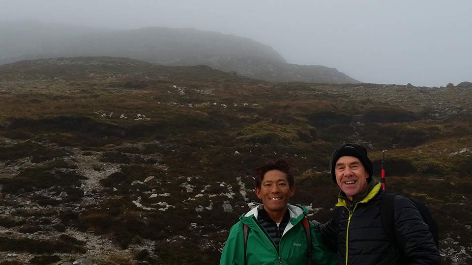 Mingma Tsiri and Michael Cusack, author of "Croagh Patrick and the Islands of Clew Bay" on the shoulder of Croagh Patrick