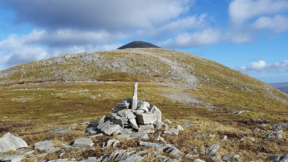 A cairn in memory of Paddy Hopkins, who led local opposition to the mining, built by his daughter Fiona and her family